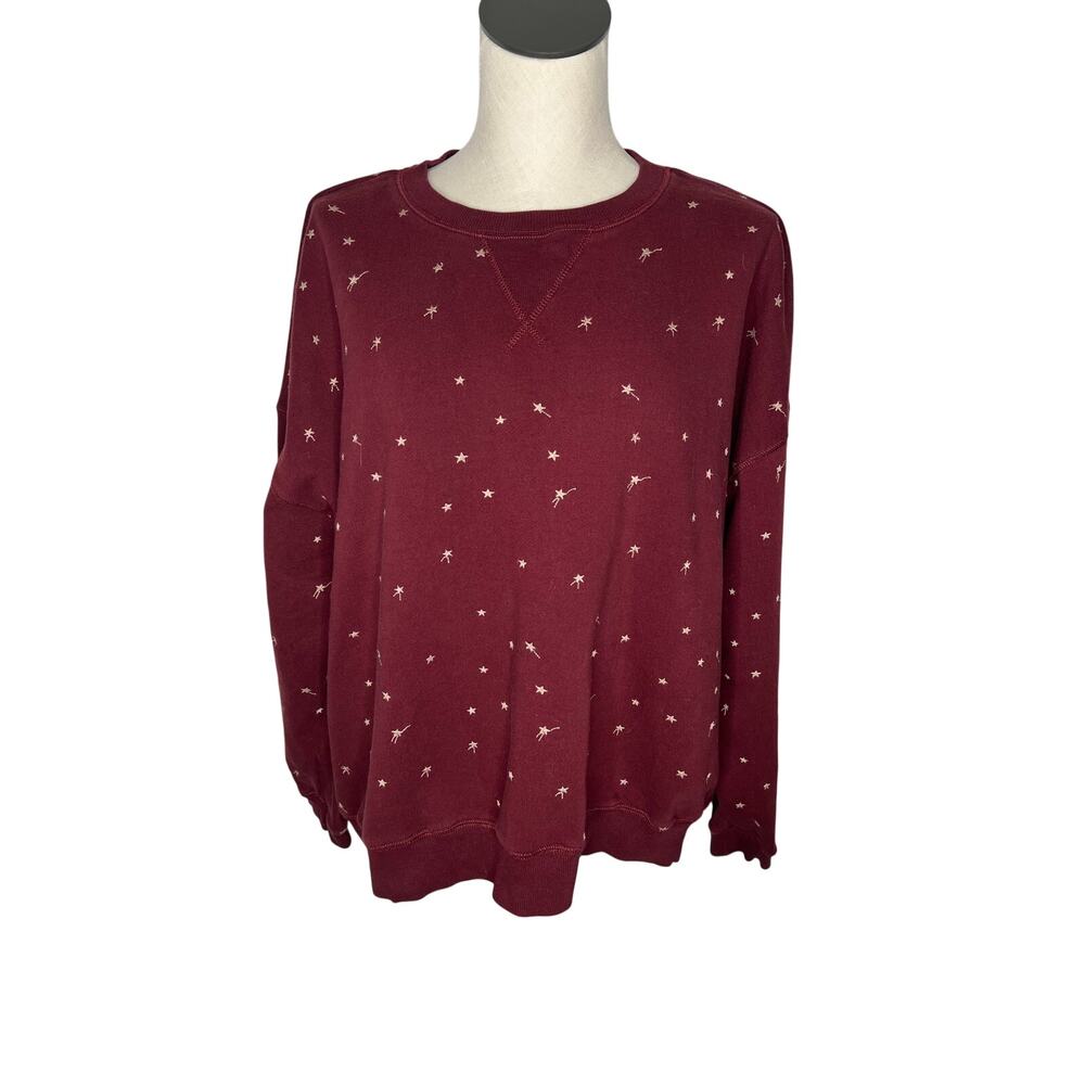 Lou & Grey deep burgundy sweatshirt with stars & shooting star print Size XXL